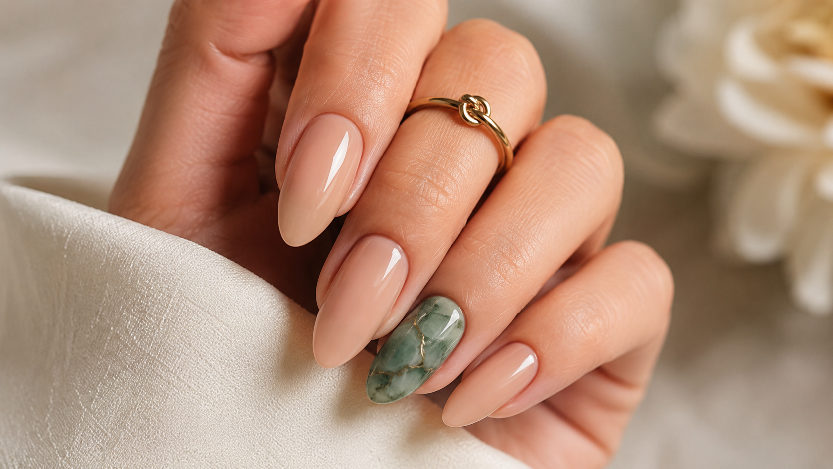 Jade Marble Accent Nails Mineral Stone Art